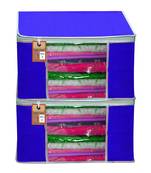 atorakushon   Fabric  Royal Blue Garment Storage Bags Wardrobe Organizer for Clothes Storage Box Saree Cover Pack of 2
