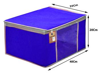 atorakushon   Fabric  Royal Blue Garment Storage Bags Wardrobe Organizer for Clothes Storage Box Saree Cover Pack of 2 4