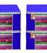 atorakushon   Fabric  Royal Blue Garment Storage Bags Wardrobe Organizer for Clothes Storage Box Saree Cover Pack of 4
