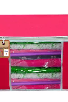 atorakushon   Fabric  Pink Garment Storage Bags Wardrobe Organizer for Clothes Storage Box Saree Cover Pack of 2