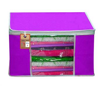 atorakushon   Fabric  Purple Garment Storage Bags Wardrobe Organizer for Clothes Storage Box Saree Cover Pack of 6 3
