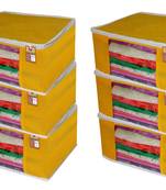 atorakushon   Fabric  Yellow Garment Storage Bags Wardrobe Organizer for Clothes Storage Box Saree Cover Pack of 6