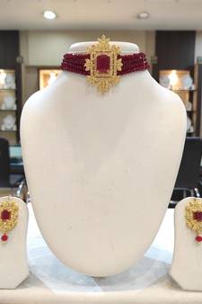 Maroon crystal chokers