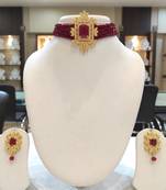 Maroon crystal chokers