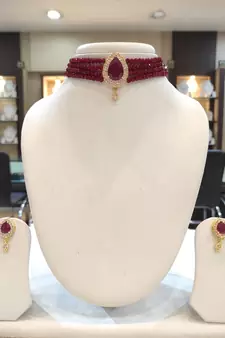 Maroon crystal chokers