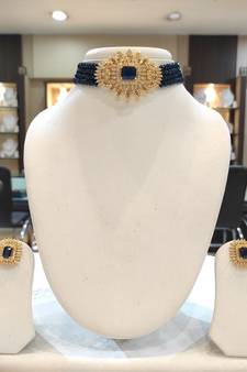 Blue crystal chokers