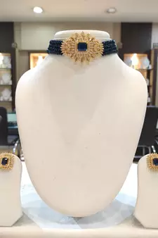 Blue crystal chokers