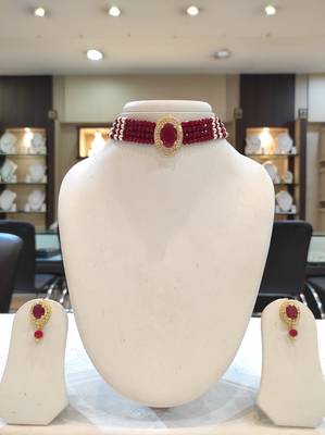 Maroon crystal chokers 1