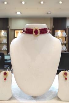 Maroon crystal chokers
