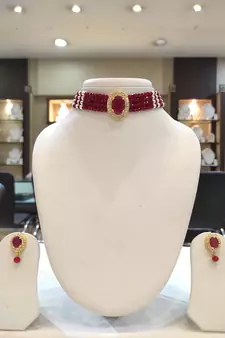 Maroon crystal chokers