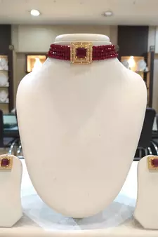 Maroon crystal chokers