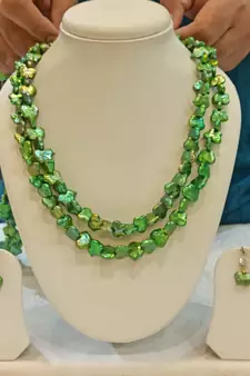 Green pearl necklace-sets