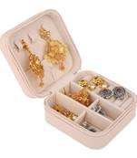 NFI essentials PU Leather Travel Jewellery Storage Box