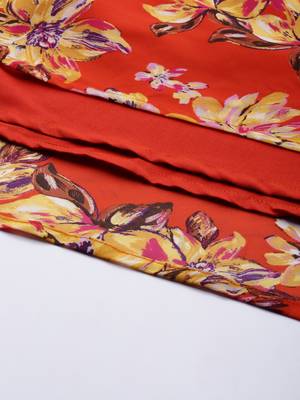 Orange printed georgette short-dresses 4