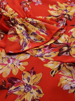 Orange printed georgette short-dresses 5