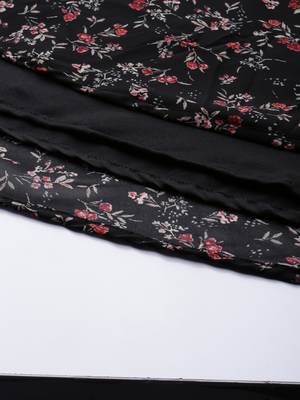 Black printed georgette short-dresses 4