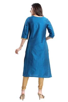 Blue printed cotton silk kurtas-and-kurtis 2