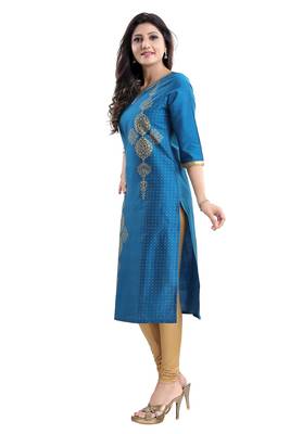 Blue printed cotton silk kurtas-and-kurtis 3