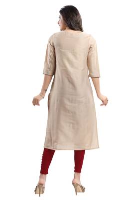 Beige printed cotton silk kurtas-and-kurtis 2