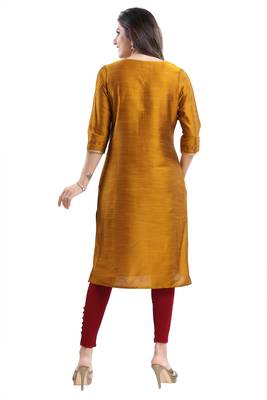 Mustard printed dupion silk kurtas-and-kurtis 2