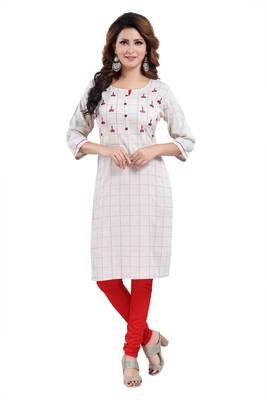 Cream embroidered cotton kurtas-and-kurtis 1
