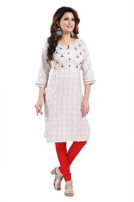 Cream embroidered cotton kurtas-and-kurtis 4