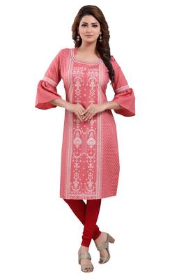 Pink printed cotton kurtas-and-kurtis 1