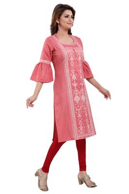 Pink printed cotton kurtas-and-kurtis 3