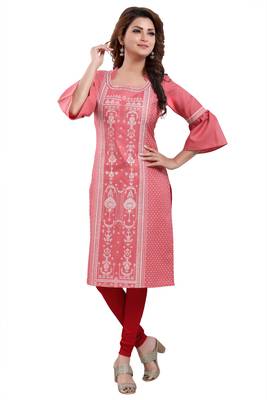 Pink printed cotton kurtas-and-kurtis 4