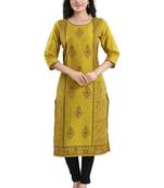Green printed dupion silk kurtas-and-kurtis