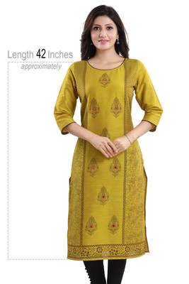 Green printed dupion silk kurtas-and-kurtis 5