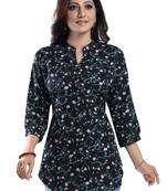 Black printed crepe short-kurtis