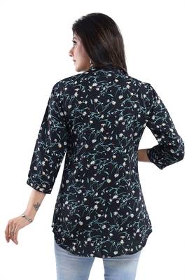 Black printed crepe short-kurtis 2