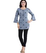 Grey printed crepe short-kurtis