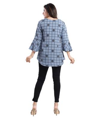 Grey printed crepe short-kurtis 2