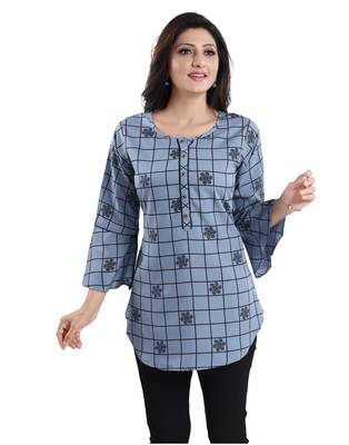 Grey printed crepe short-kurtis 5