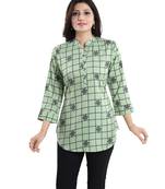 Green printed crepe short-kurtis
