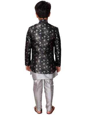 Black printed cotton silk boys-indo-western-dress 2