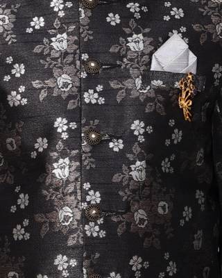 Black printed cotton silk boys-indo-western-dress 4