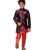 fourfolds boy's blue kurta and pyjama set