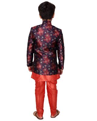 fourfolds boy's blue kurta and pyjama set 3