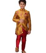 fourfolds boy's mustard kurta and pyjama set