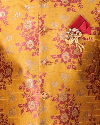 fourfolds boy's mustard kurta and pyjama set 4
