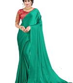Green plain chiffon saree with blouse