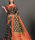 Blue woven art silksaree with blouse