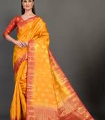 Yellow woven art silksaree with blouse