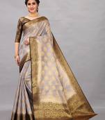 Grey woven art silksaree with blouse