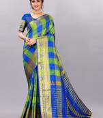 Blue woven art silksaree with blouse