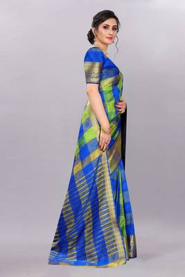Blue woven art silksaree with blouse 3