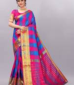 Pink woven art silksaree with blouse